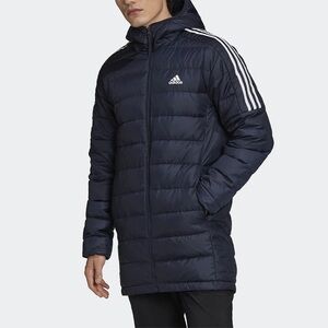 Adidas Men's Essentials Down Parka Full Zip Hooded Jacket Blue 2XL